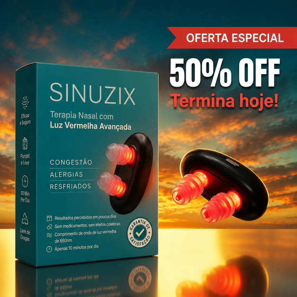 Sinuzix Alívio Nasal com Luz Vermelha
